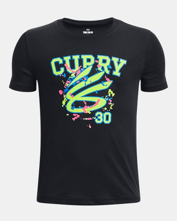 เสื้อแขนสั้น Curry Logo สำหรับเด็กผู้ชาย in Black image number 0